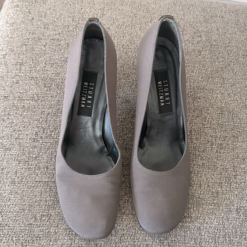 Stuart Weitzman Pumps Block Heels Gray Size 9 B